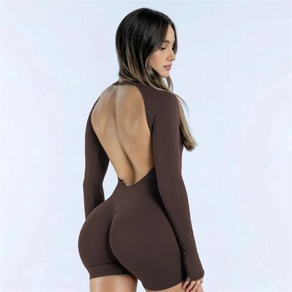 [SIZE up 1] [STRONG COMPRESSED] TRYTO Impact Long Sleeve One Piece Unitard Fitness Gym Bralette Soft Workout Activewear