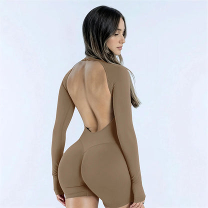 [SIZE up 1] [STRONG COMPRESSED] TRYTO Impact Long Sleeve One Piece Unitard Fitness Gym Bralette Soft Workout Activewear