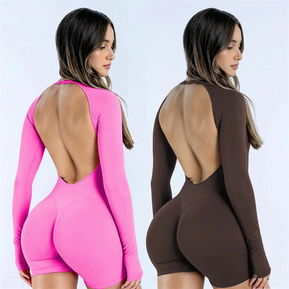 [SIZE up 1] [STRONG COMPRESSED] TRYTO Impact Long Sleeve One Piece Unitard Fitness Gym Bralette Soft Workout Activewear