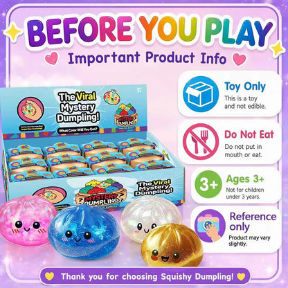 Glitter Series Expressive Big Dumpling Squishy Blind Box, Mysecret Bun Fidget Toy, Soft TPR, Stress Relief, Unboxing Surprise, Random Rare Style. Ideal for Graduation, Valentine’S Day & Easter, Great for Students and Kids to Exchange Gifts.