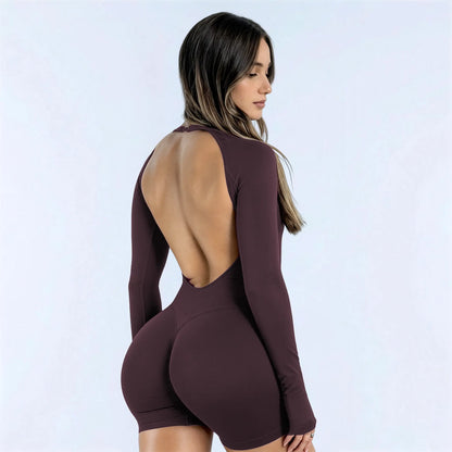[SIZE up 1] [STRONG COMPRESSED] TRYTO Impact Long Sleeve One Piece Unitard Fitness Gym Bralette Soft Workout Activewear