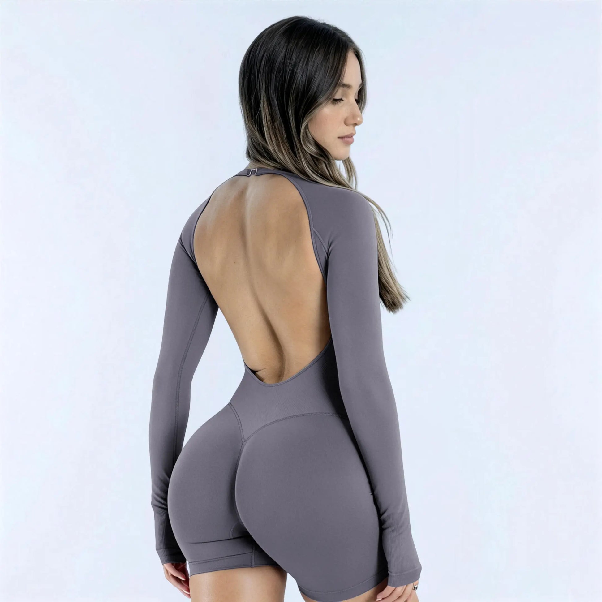 [SIZE up 1] [STRONG COMPRESSED] TRYTO Impact Long Sleeve One Piece Unitard Fitness Gym Bralette Soft Workout Activewear