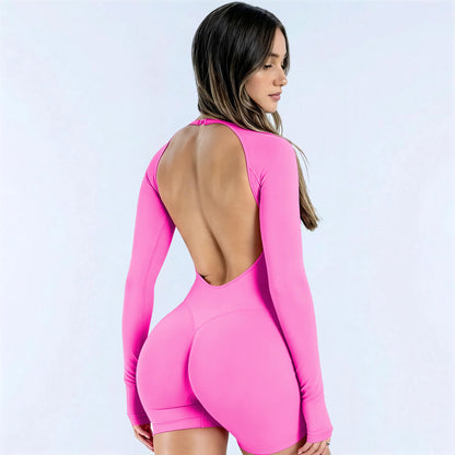 [SIZE up 1] [STRONG COMPRESSED] TRYTO Impact Long Sleeve One Piece Unitard Fitness Gym Bralette Soft Workout Activewear